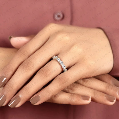 1.88 TCW Oval Cut Lab Grown Diamond Band Eternity Wedding Elegant Stackable Hiddend Halo Round Bridal Band