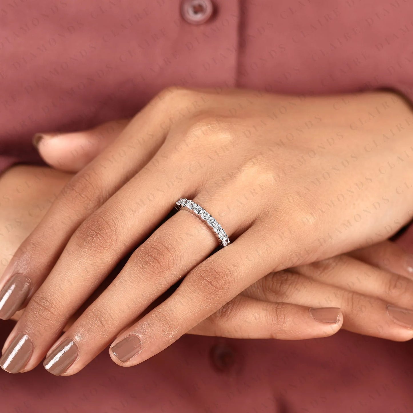 2.50 tcw round cut lab grown diamond eternity band full diamond wedding band classic stackable band