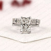Radiant Cut Lab Grown Diamond Engagement Ring Double Band Bridal Set with Pave Diamond Accents Modern Luxury White Gold Wedding Ring