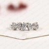 1.60 TCW Mixed Cut Band Emerald & Pear & Oval & Heart Lab Grown Diamond Half Eternity Wedding Band Unique Stackable Band