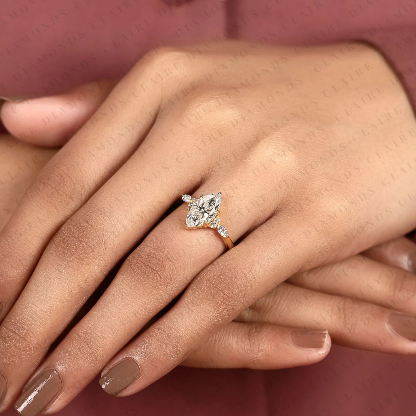 marquise cut lab grown diamond engagement gold ring wedding elegant anniversary gift for her