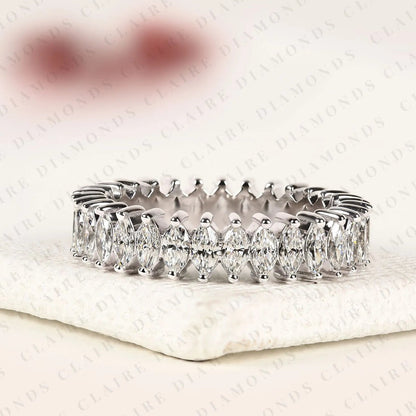 4.80 TCW Marquise Cut Lab Grown Diamond Eternity Band Wedding Elegant Stackable Diamond Band Modern Bridal Jewelry