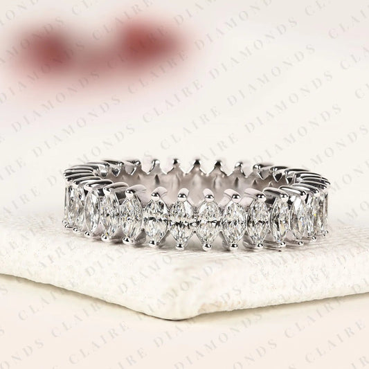 4.80 TCW Marquise Cut Lab Grown Diamond Eternity Band Wedding Elegant Stackable Diamond Band Modern Bridal Jewelry