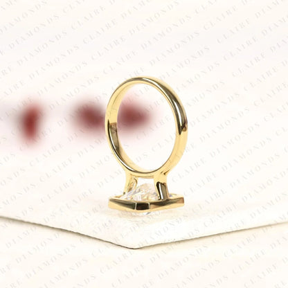 Radiant Cut Bezel Set Lab Grown Diamond Engagement Ring Solitaire Statement Ring Modern Minimalist Bridal Ring for Women