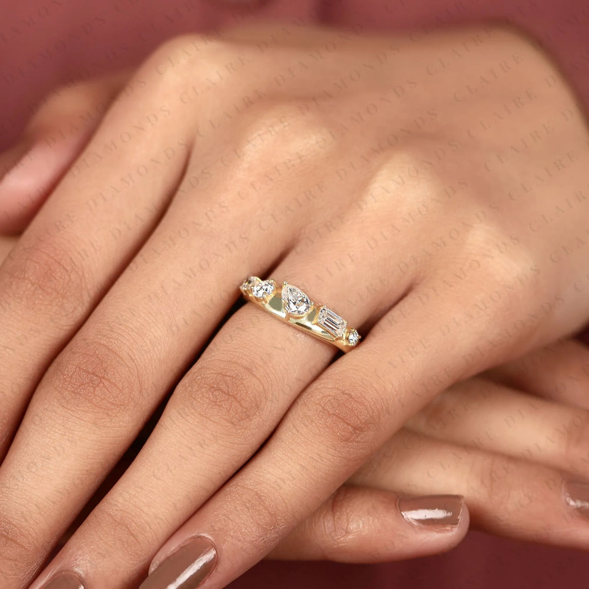 1.15 TCW Princess & Round & Pear & Emerald Cut Band – photo 6