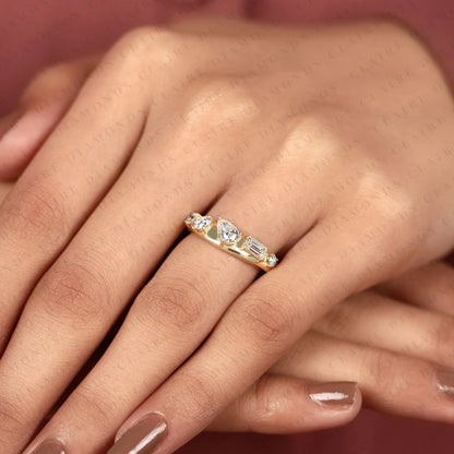1.15 TCW Princess & Round & Pear & Emerald Cut Band – photo 6
