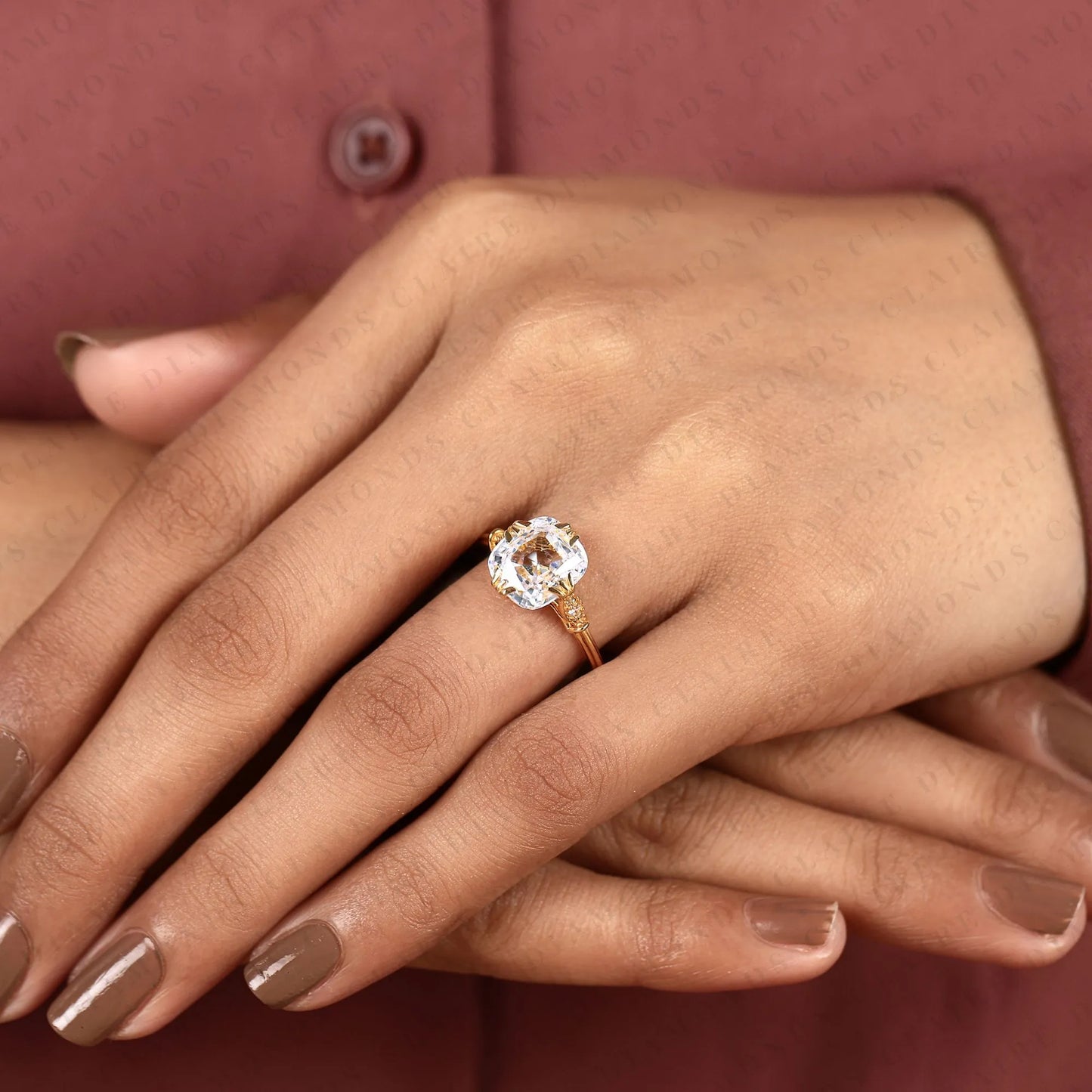 cushion rose cut lab grown diamond engagement ring vintage setting unique bridal ring with antique inspired