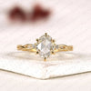 Oval Rose Cut Lab Grown Diamond Engagement Ring Twisted Band Art Deco Gold Ring