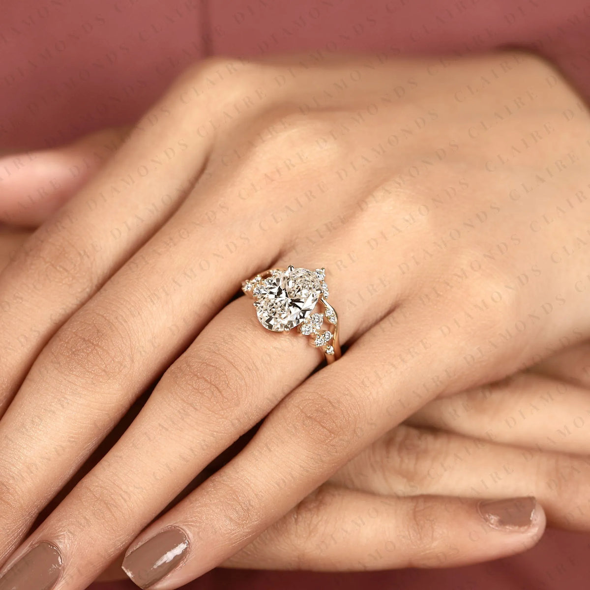 Oval Cut Engagement Ring Set Nature Inspired Wedding Ring – photo 6