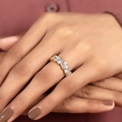 4.00 TCW Pear & Round Cut Lab Grown Diamond Wedding Floral Cluster Eternity Band Vintage Inspired Bridal Jewelry