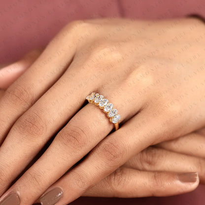 1.61 TCW Oval Cut Lab Grown Diamond Band Half Eternity Wedding Elegant Stackable Bridal Band For Her