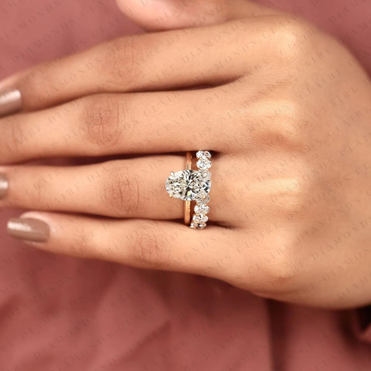 oval cut lab grown diamond engagement ring set oval diamond bridal ring set engagement ring