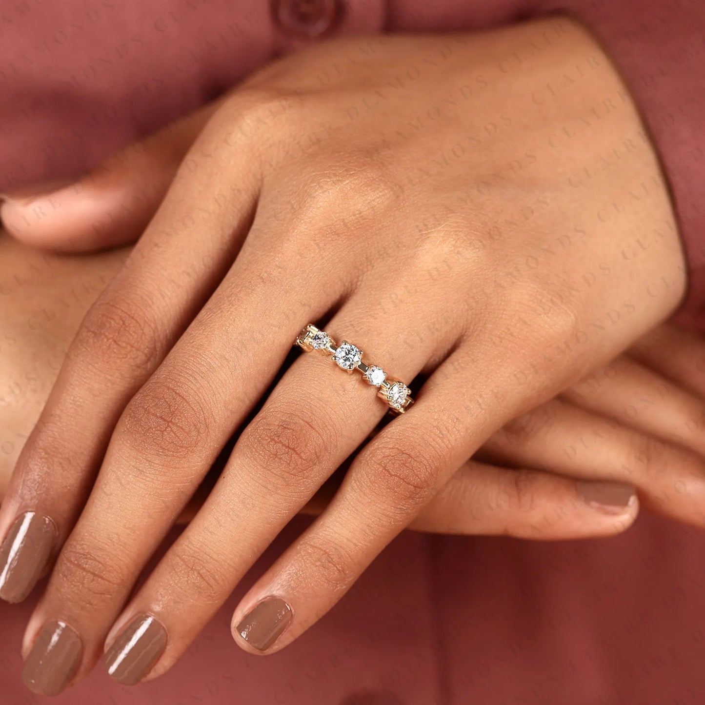 1.40 tcw round & octagon lab grown diamond band geometric wedding band modern stackable eternity band