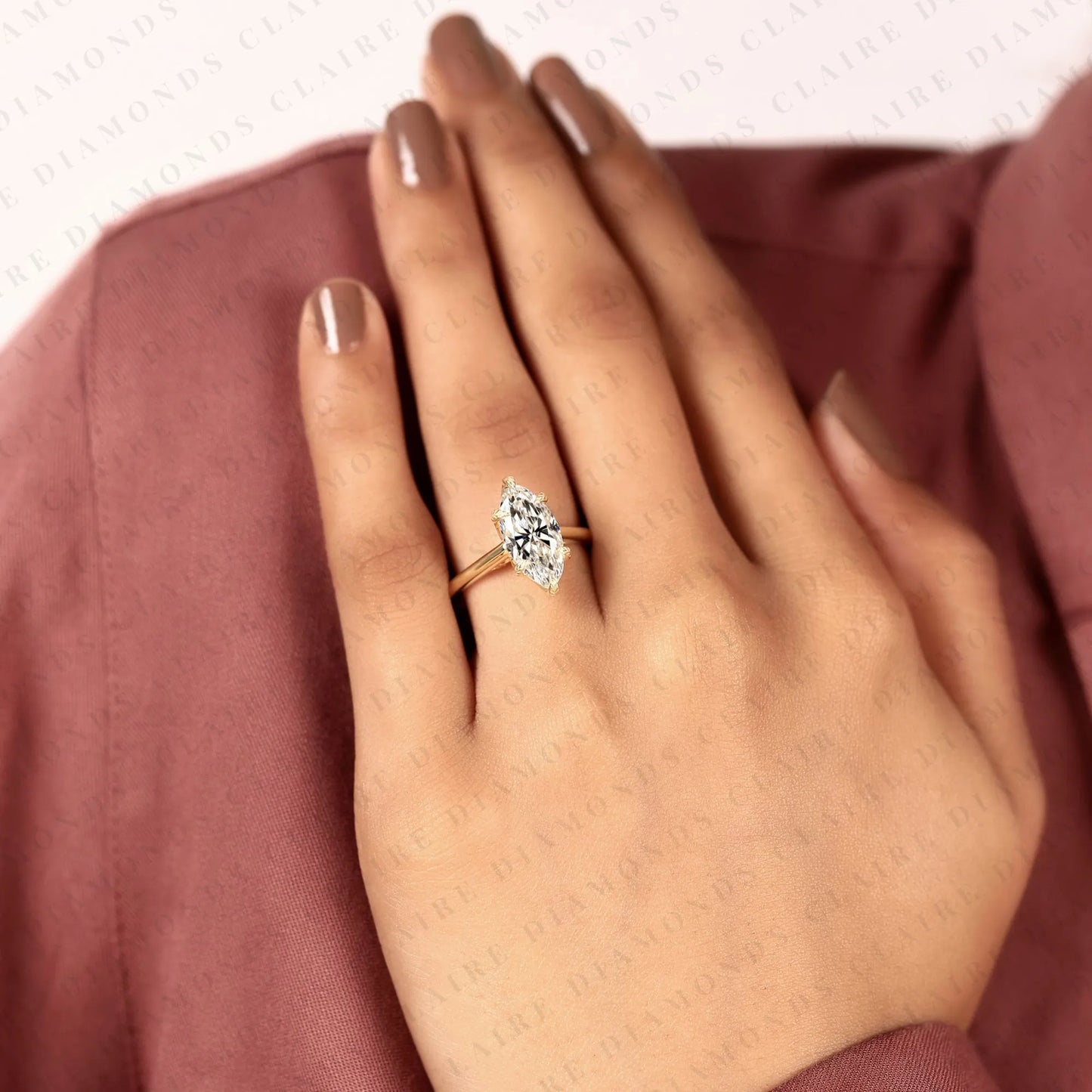 marquise cut lab grown diamond ring elegant tulip set ring solitaire engagement ring for her