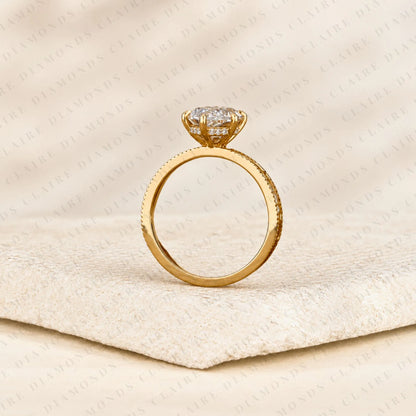 Dutch Marquise Cut Moissanite Diamond Engagement Solitaire Ring Vintage Engraved Gold Band Filigree Wedding Ring Luxury Bridal Jewelry