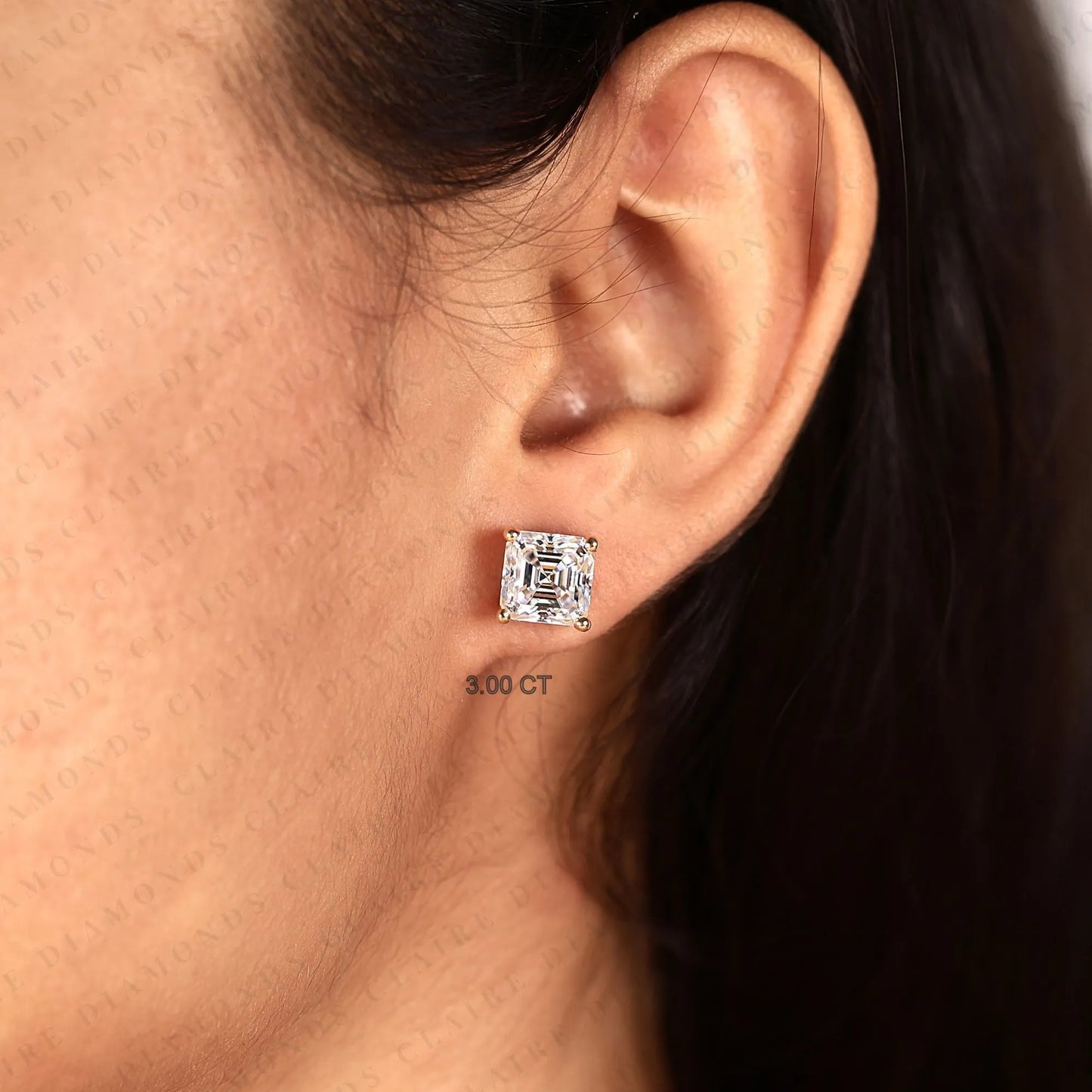 asscher cut lab grown diamond stud earrings classic solitaire earrings elegant luxury bridal jewelry timeless gift for her