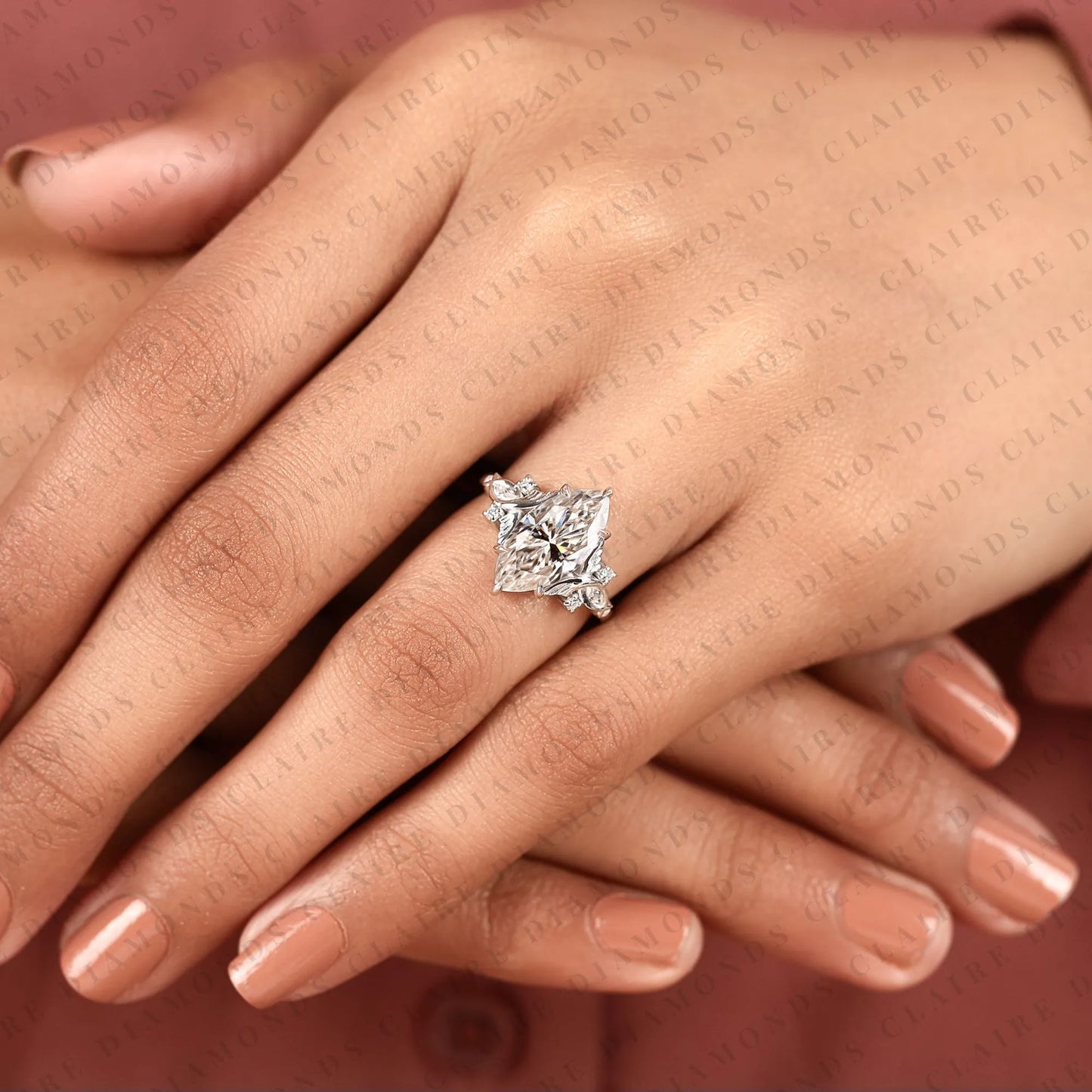 marquise cut lab grown diamond engagement ring nature inspired floral ring vintage leaf wedding ring unique proposal ring