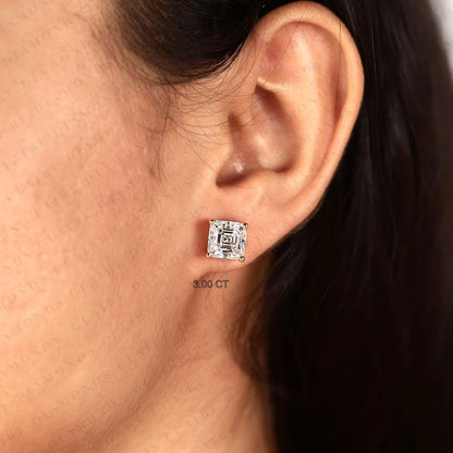 Asscher Cut Moissanite Diamond Stud Earrings Classic Solitaire Earrings Elegant Luxury Bridal Jewelry Timeless Gift for Her