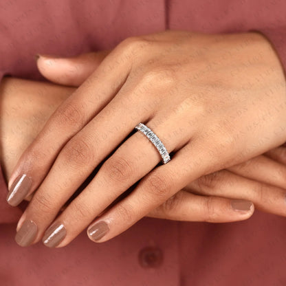 3.84 TCW Emerald Cut Lab Grown Diamond Eternity Band Stackable Ring Engagement Promise Ring For Her