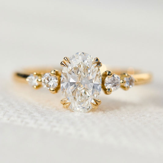 Elegant Oval Cut Diamond Engagement Ring Lab Grown Minimalist Bridal Ring
