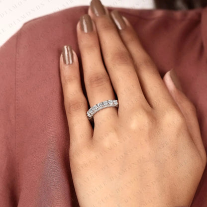 3.30 TCW Round Cut Lab Grown Diamond  Full Eternity Wedding Ring Anniversary Band  Stackable Diamond Ring
