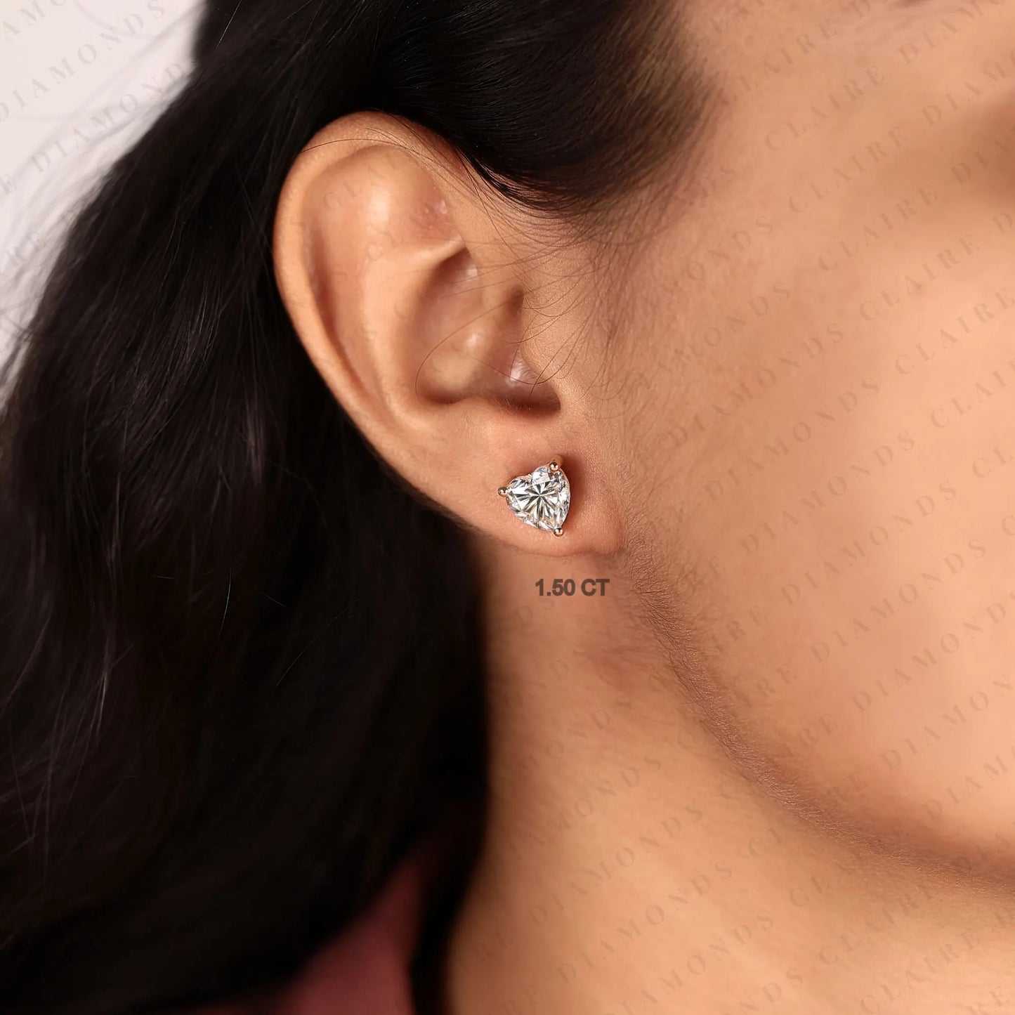 heart cut lab grown diamond stud earrings, classic prong set gold earrings, minimalist heart shape diamond studs, elegant bridal jewelry