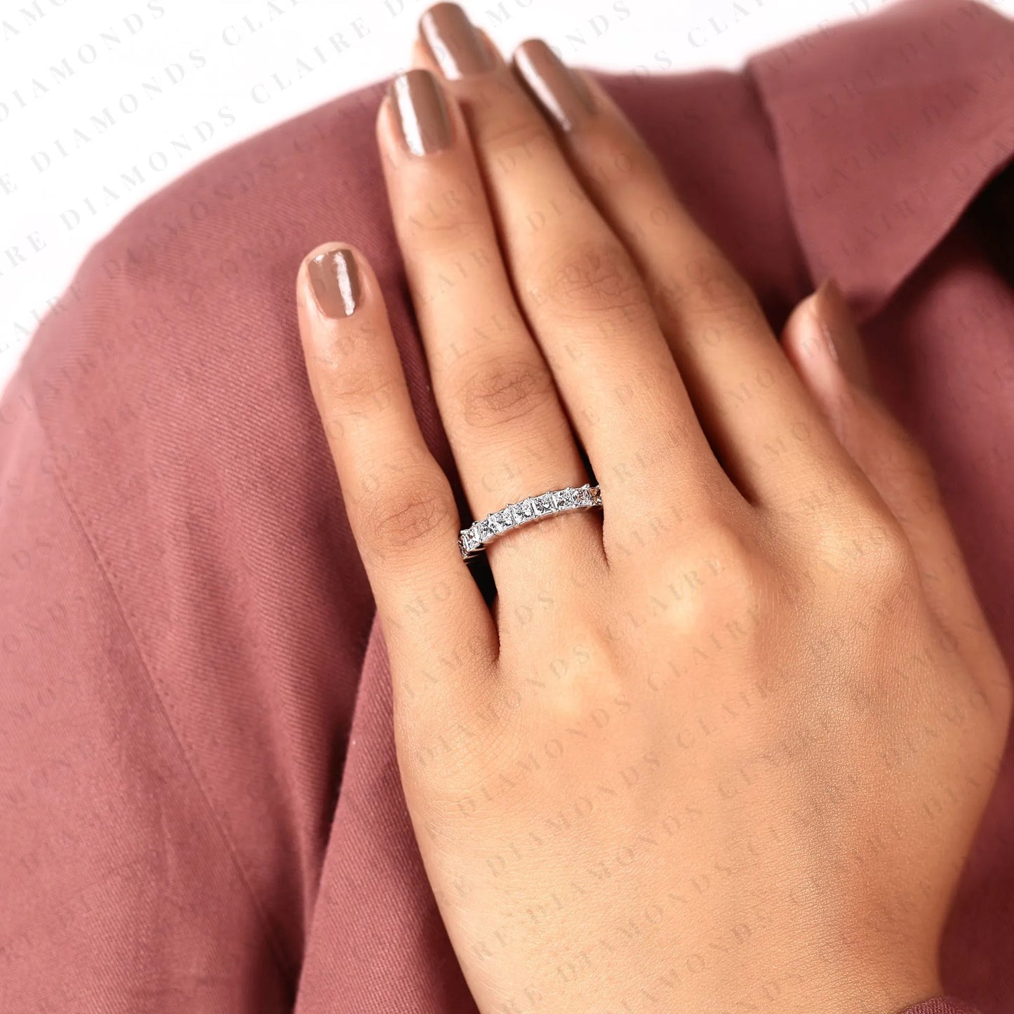 3.00 tcw baguette cut lab grown diamond ring | alternating baguette stone band in solid gold, stackable anniversary & everyday jewelry