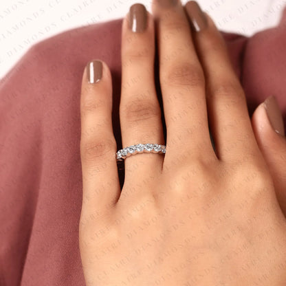 2.20 TCW Elegant Full Eternity Moissanite Diamond Wedding Band with Round Brilliant Diamonds