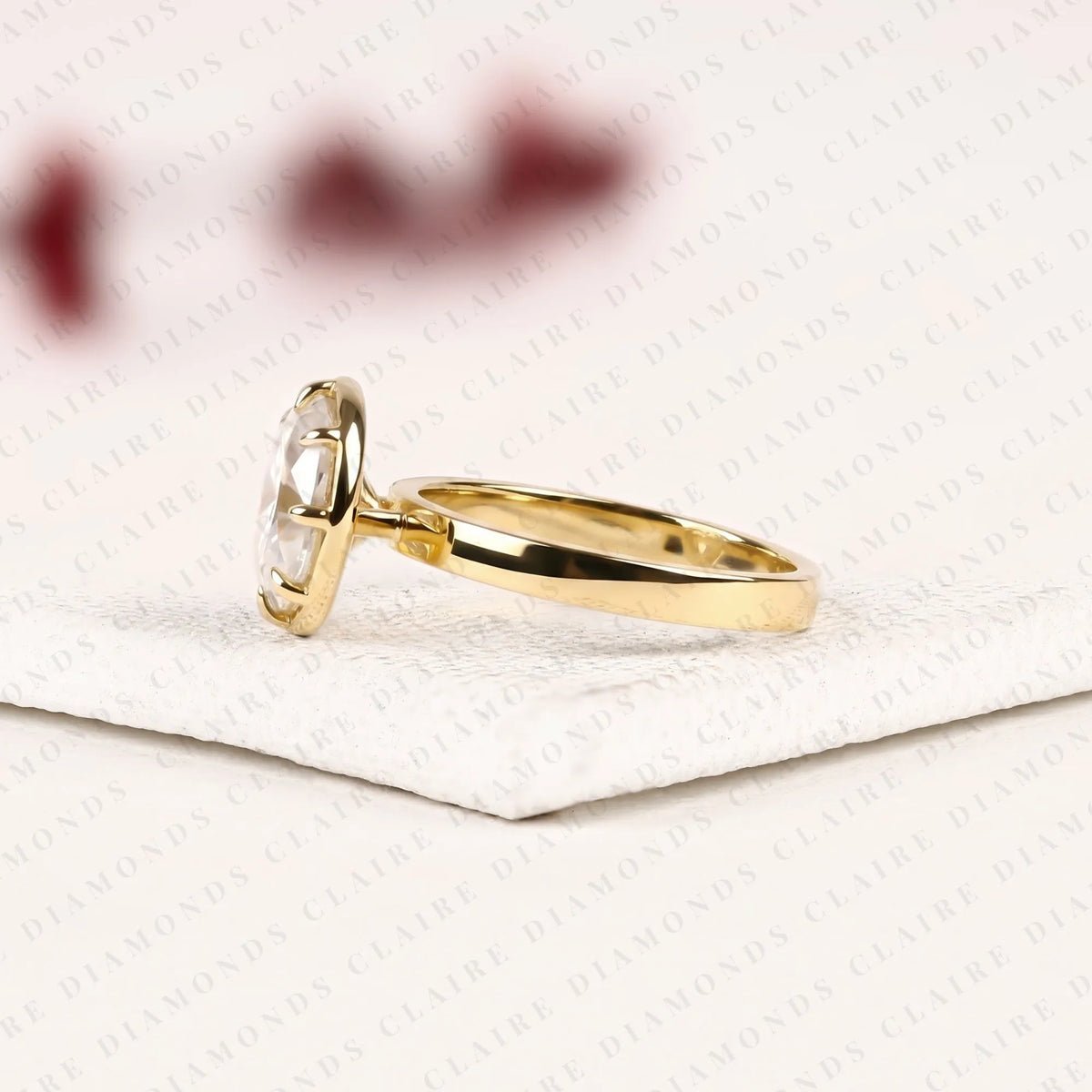 oval cut lab grown diamond engagement ring | yellow gold bezel set solitaire | minimalist modern bridal ring | elegant statement wedding jewelry