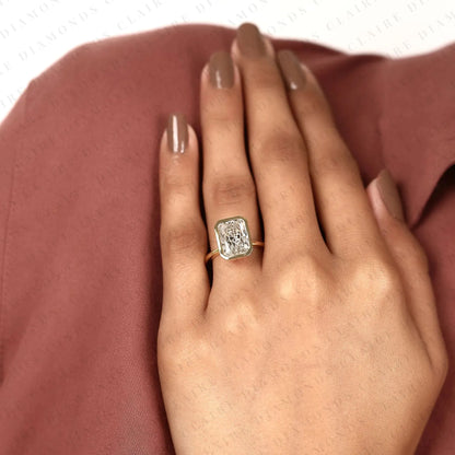 Bezel Set Radiant Cut Lab Grown Diamond Engagement Ring in Gold | Solitaire Wedding Ring for Women | IGI Certified Anniversary Ring