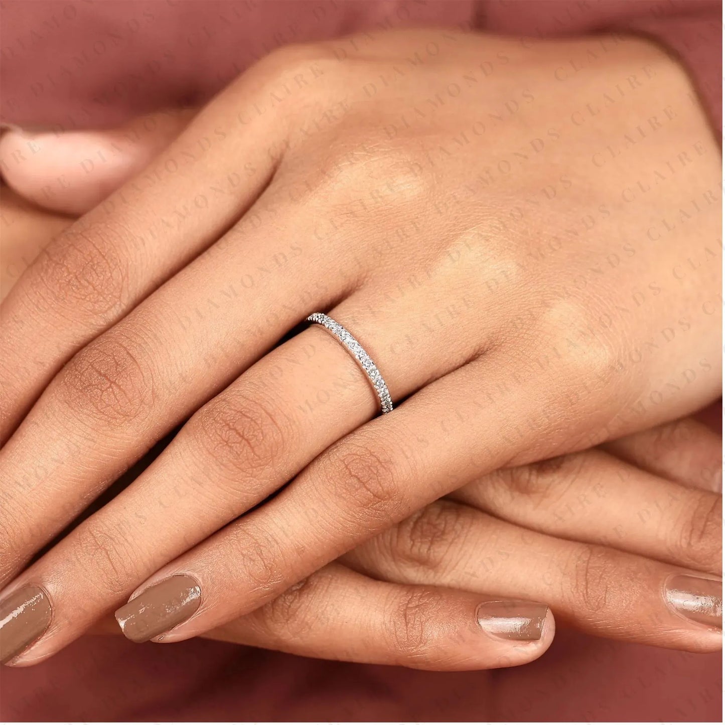 0.30 tcw timeless round brilliant lab grown diamond eternity wedding band with delicate pavé set sparkling accents