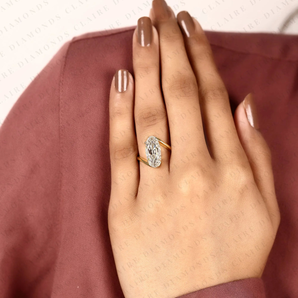 old mine moval cut lab grown diamond engagement ring | unique gold solitaire ring | vintage inspired modern bridal jewelry