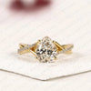 Pear Cut Lab Grown Diamond Engagement Ring | Yellow Gold Split Shank Pavé Ring | Modern Elegant Bridal Jewelry | Unique Solitaire Engagement Ring
