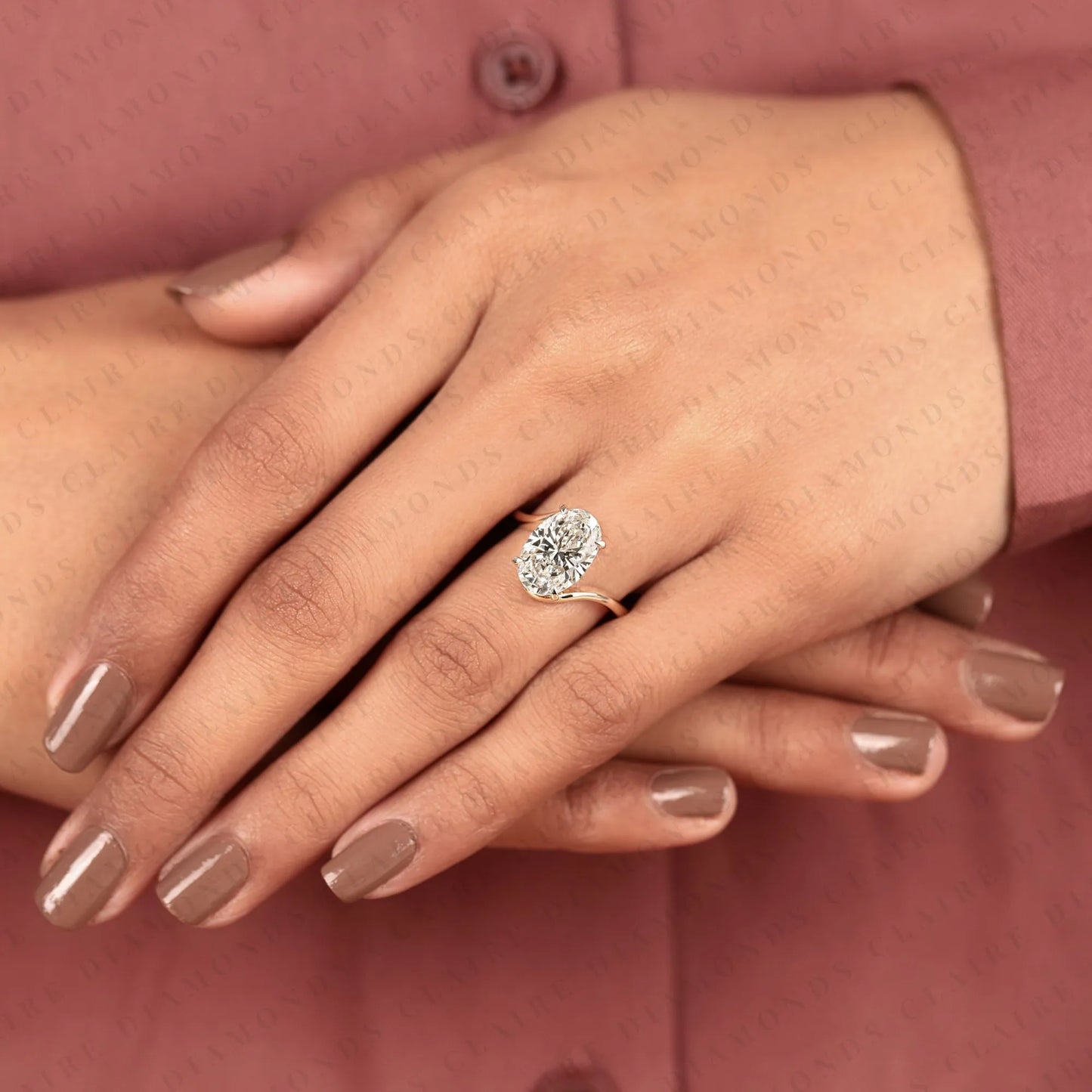 bypass oval cut lab grown diamond engagement ring | modern solitaire promise ring for everyday luxury wear