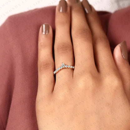 0.64 TCW Classic Pear Cut Lab Grown Diamond Anniversary Ring with Delicate Round Brilliant Diamonds and Everyday Sparkle