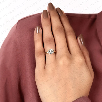 Hexagon Cut Moissanite Diamond Engagement Ring, Bezel Set Solitaire Ring, Minimalist Gold Bridal Ring, Modern Geometric Wedding Ring