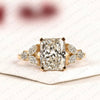 Radiant Cut Lab Grown Diamond Engagement Ring | Marquise & Round Diamond Accents | Sculpted Yellow Gold Split Shank Bridal Ring | Modern Luxury Statement Jewelry