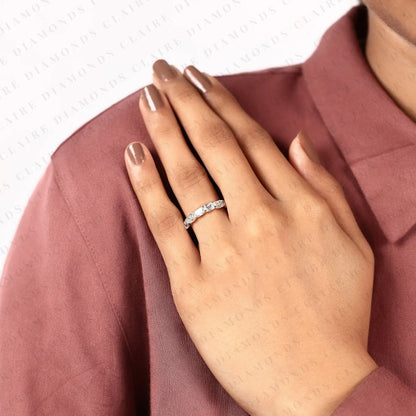2.25 TCW Emerald Cut Lab Grown Diamond Eternity Wedding Band | Stackable Full Eternity Anniversary Ring for Women