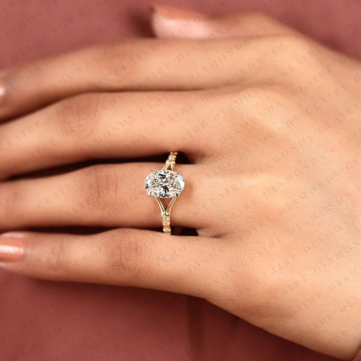 oval cut lab grown diamond engagement ring vintage floral gold ring nature inspired solitaire promise ring for women