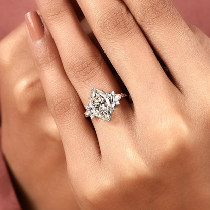 Marquise Cut Lab Grown Diamond Engagement Ring Nature Inspired Floral Ring Vintage Leaf Wedding Ring Unique Proposal Ring