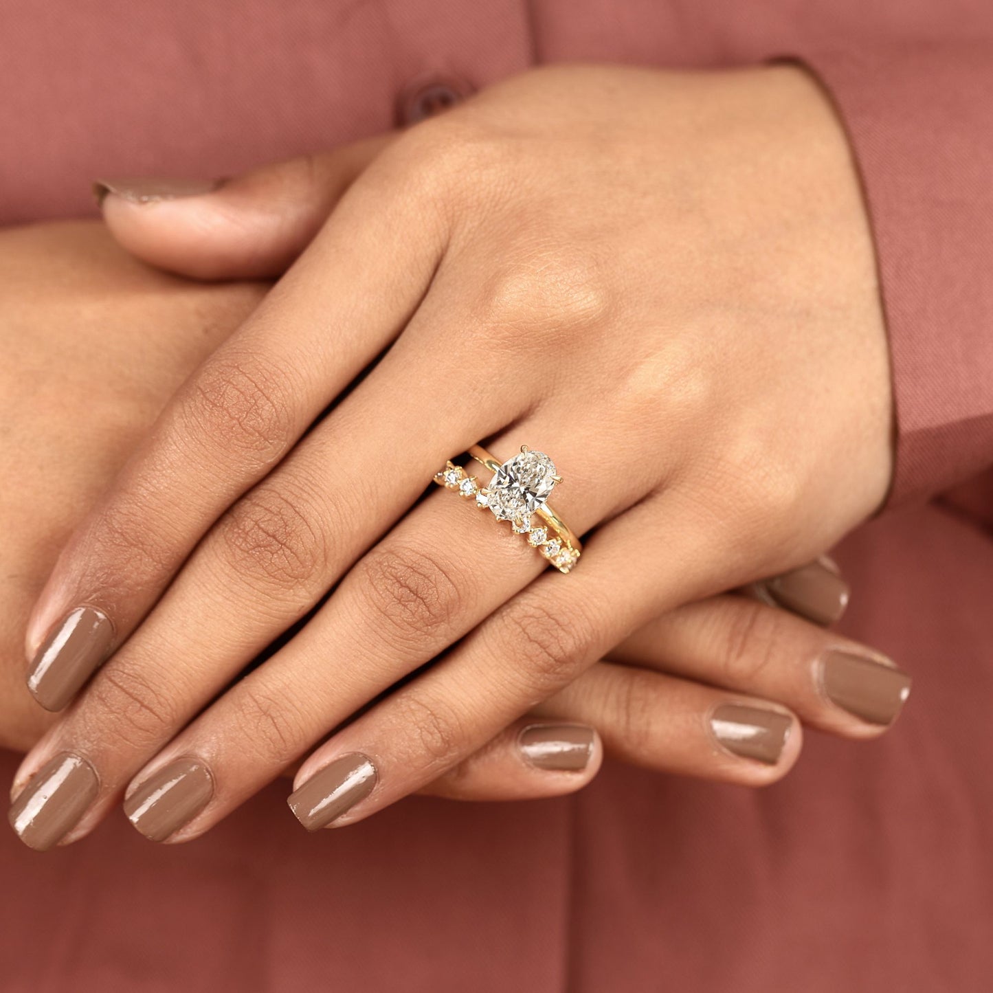 classic oval cut moissanite diamond ring set for engagement, wedding, and anniversary celebrations