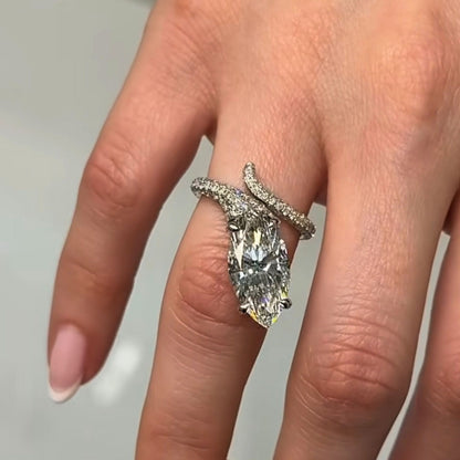 Luxury Marquise Cut Moissanite Diamond Wrap Engagement Ring