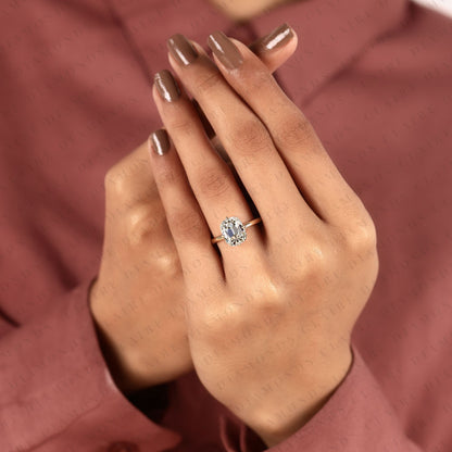 Old Mine Elongated Cushion Cut Lab Grown Engagement Ring in Solid Gold | Classic Solitaire Wedding Ring