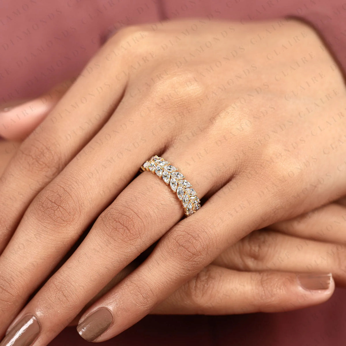 marquise cut moissanite diamond eternity band double row marquise diamond wedding ring luxury stackable band