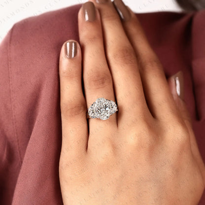Oval Cut Lab Grown Three Stone Engagement Ring in Solid Gold | Classic Oval Diamond Style Bridal Ring for Women