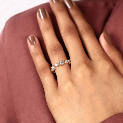 1.40 TCW Round & Octagon Lab Grown Diamond Band Geometric Wedding Band Modern Stackable Eternity Band