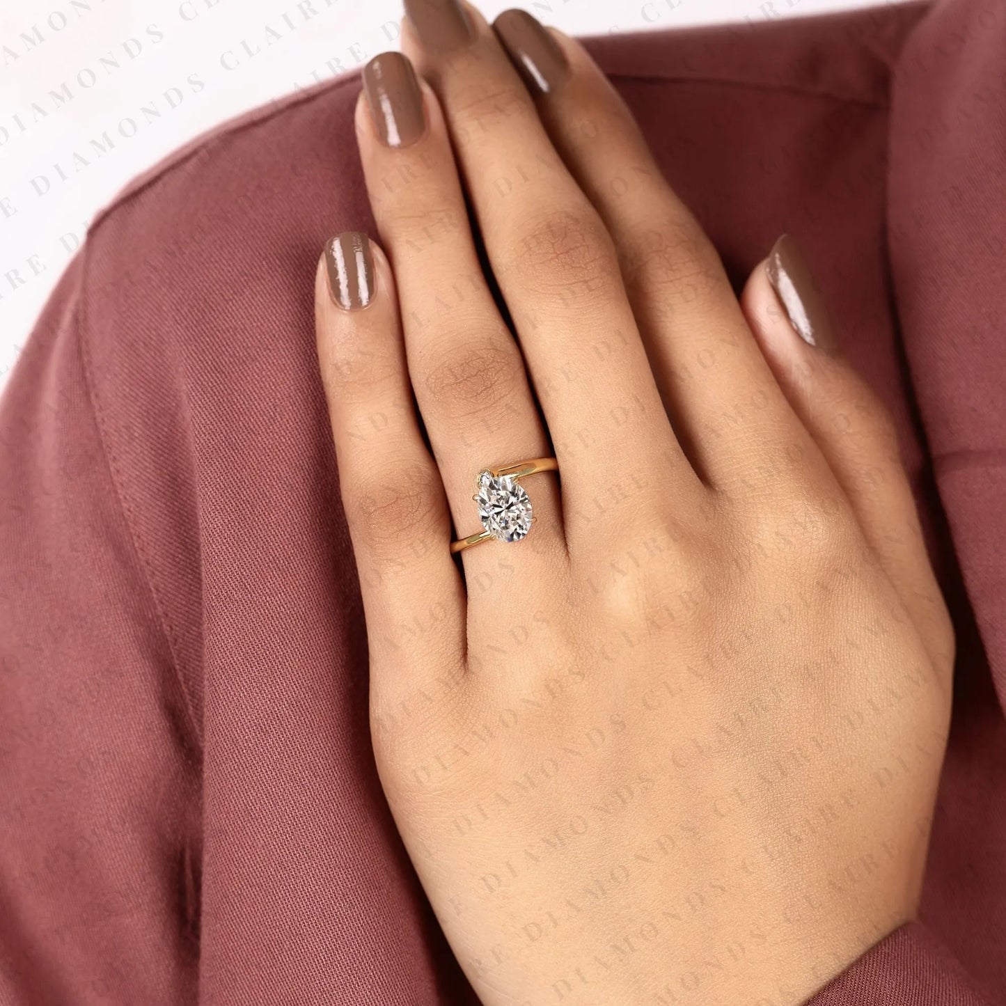 oval cut lab grown diamond engagement ring bypass ring unique open band modern style bridal jewelry
