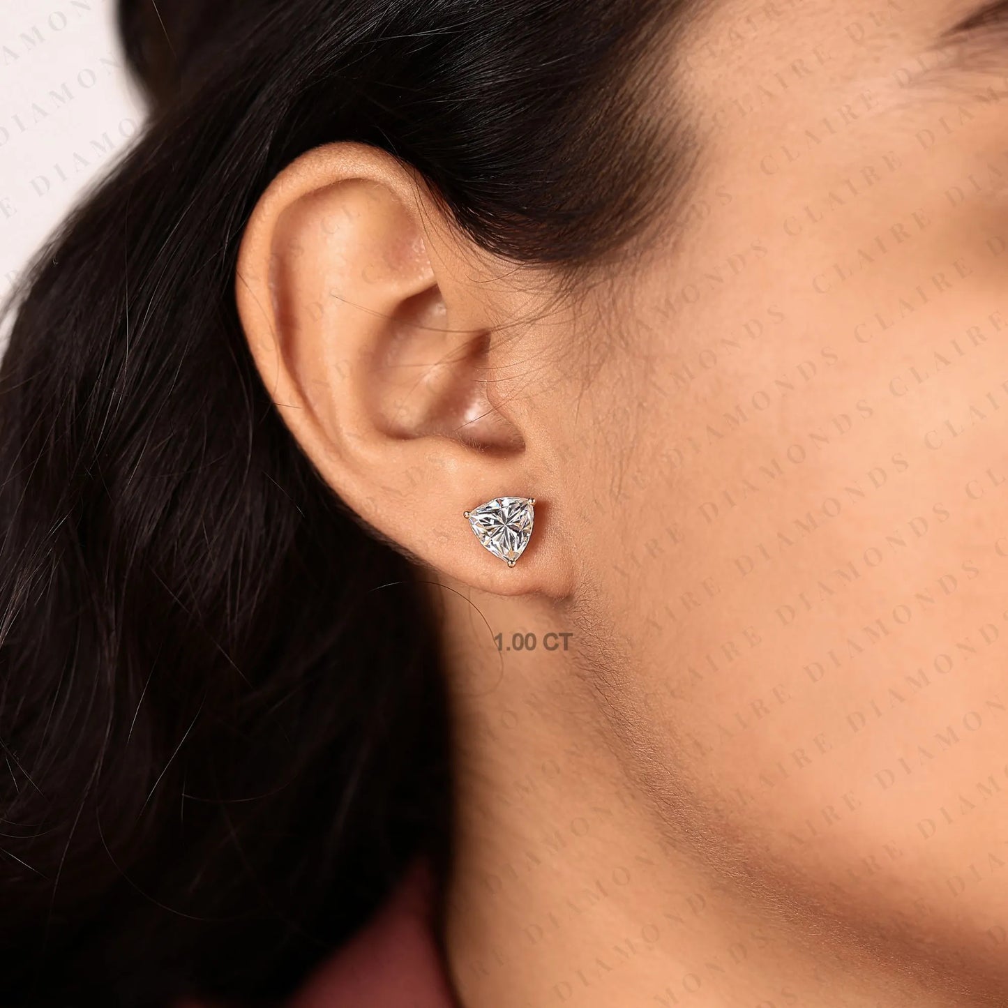 trillion cut lab grown diamond stud earrings elegant solitaire earrings modern minimalist fine jewelry