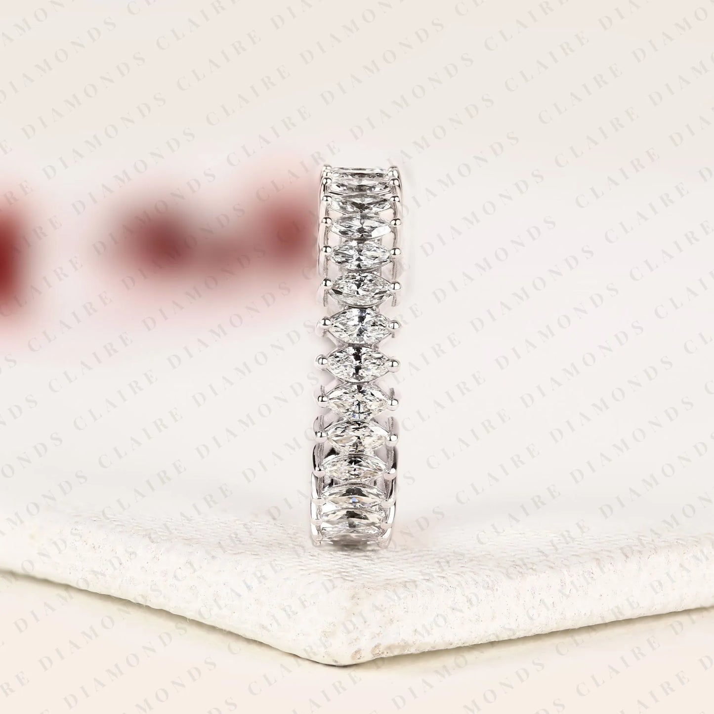 4.80 tcw marquise cut lab grown diamond eternity band wedding elegant stackable diamond band modern bridal jewelry
