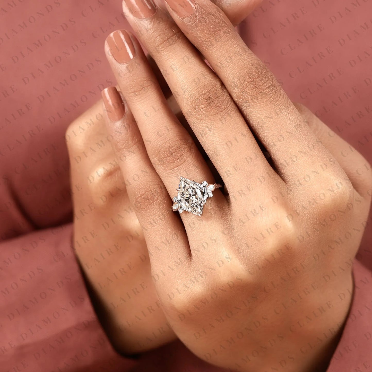 marquise cut moissanite diamond engagement ring nature inspired floral ring vintage leaf wedding ring unique proposal ring